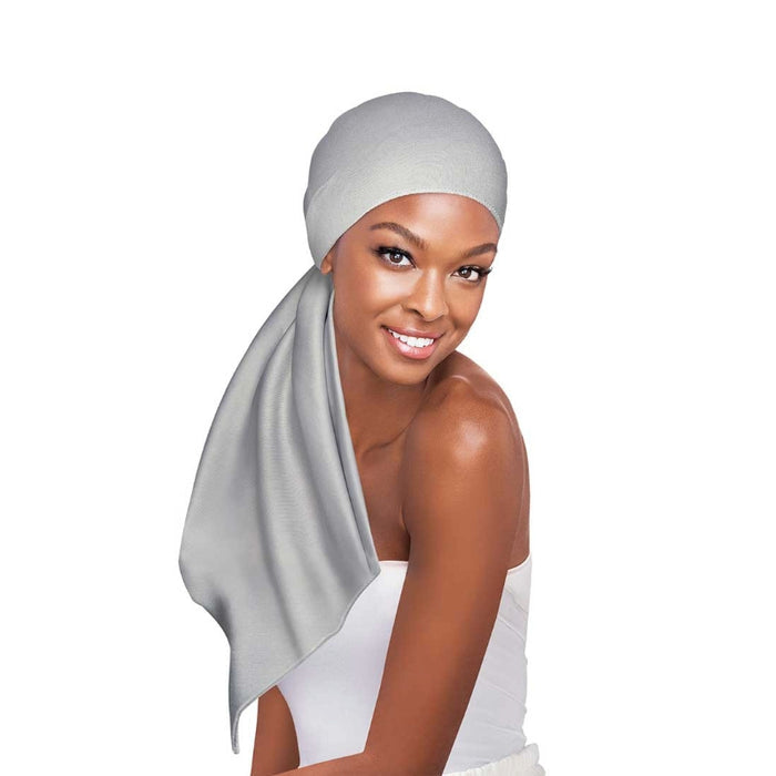 #Hq129 [Grey] Silky Satin Wrap Scarf 60"X16"
