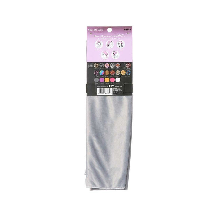 #Hq129 [Grey] Silky Satin Wrap Scarf 60"X16"