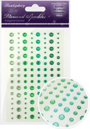 This stunning selection of brand new gemstones from Hunkydory Crafts is the perfect essential addition to your craft stash! The brand new packs include 3 different sizes – 3mm, 5mm and 7mm and include a range of colours. Available at Embellish Away located in Bowmanville Ontario Canada. Gorgeous Greens