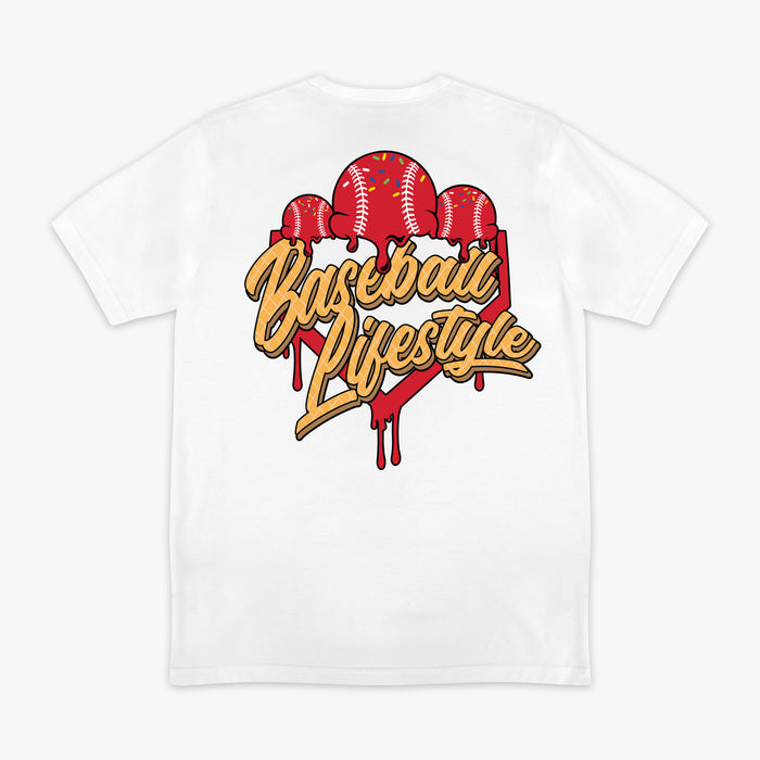 Red Ice Cream Cherry graphic tee — back view