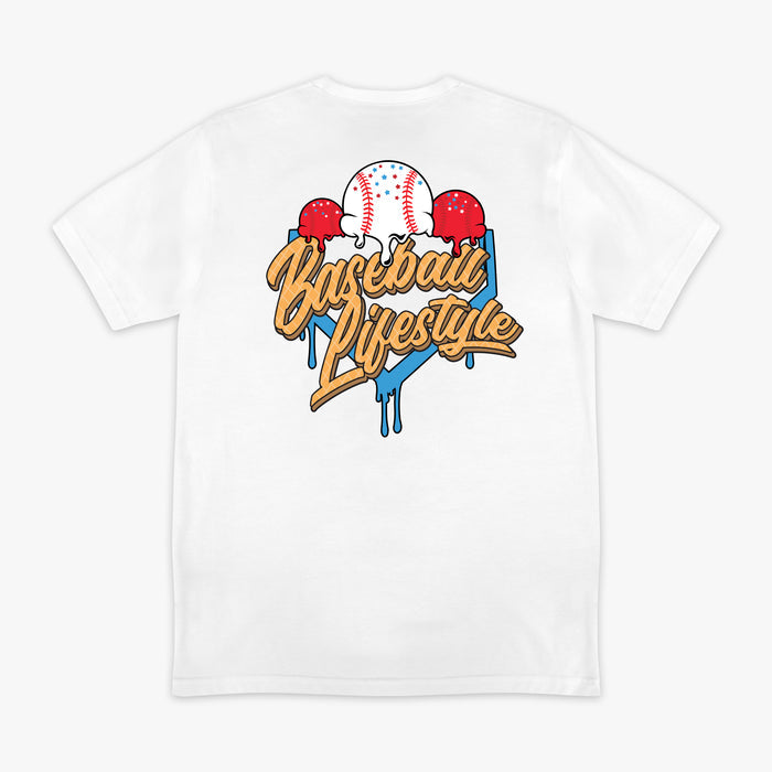 White Ice Cream USA graphic tee — back view