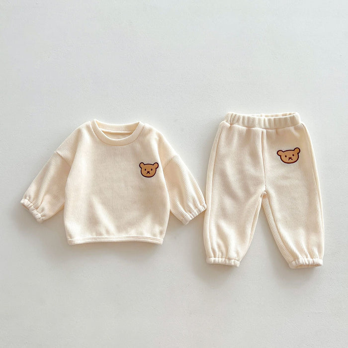 Infant Baby Bear Head Long-sleeved Combo Pants In Sets