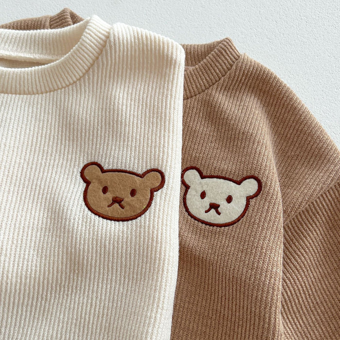 Infant Baby Bear Head Long-sleeved Combo Pants In Sets