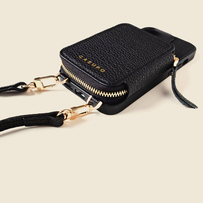 IPhone Case and Wallet with Long Strap - Black
