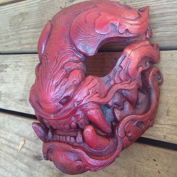 IRIDESCENT SPARKLEPANTS RED PANTHER- HAND PAINTED, READY TO WEAR MASK