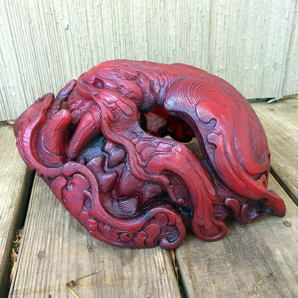 IRIDESCENT SPARKLEPANTS RED PANTHER- HAND PAINTED, READY TO WEAR MASK
