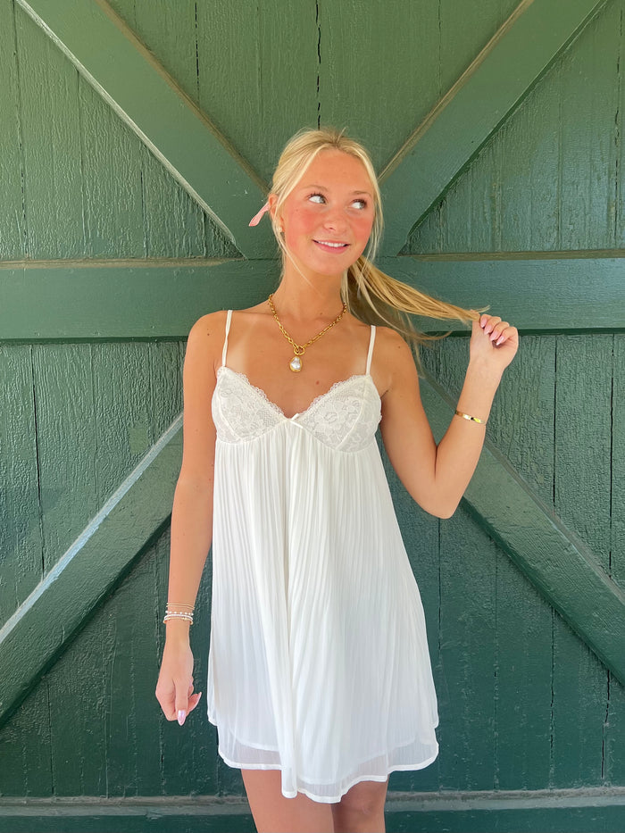 Ivory Lace Dream Mini Dress