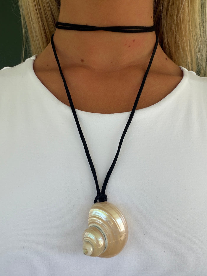 Ivory Tulip Shell Statement Wrap Necklace