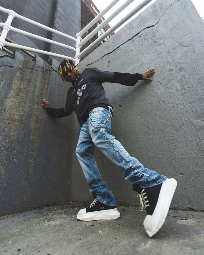 PRVT LBL Jean With Stones. Underground Apparel. Rule of Next Streetwear.
