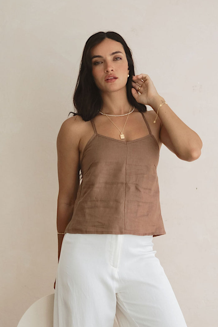 Linen singlet with dress pants from Luna & Rose Bali Brand