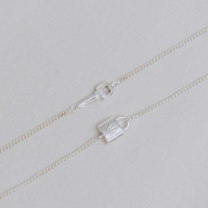 Lock & Key BFF Bracelet SET - Silver