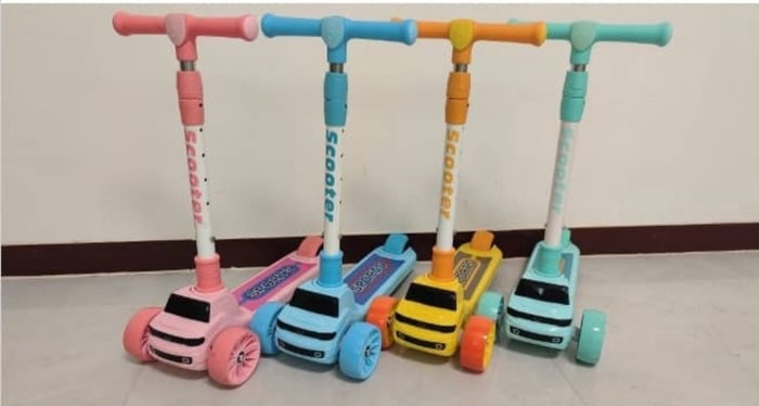 Kids Car-Shaped Scooter | LED Flash Wheels | Adjustable Height | Ages 2-8 Years