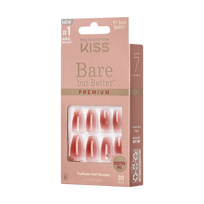 KISS Bare But Better 30 Nails Glue Included BNP01 (Shine)