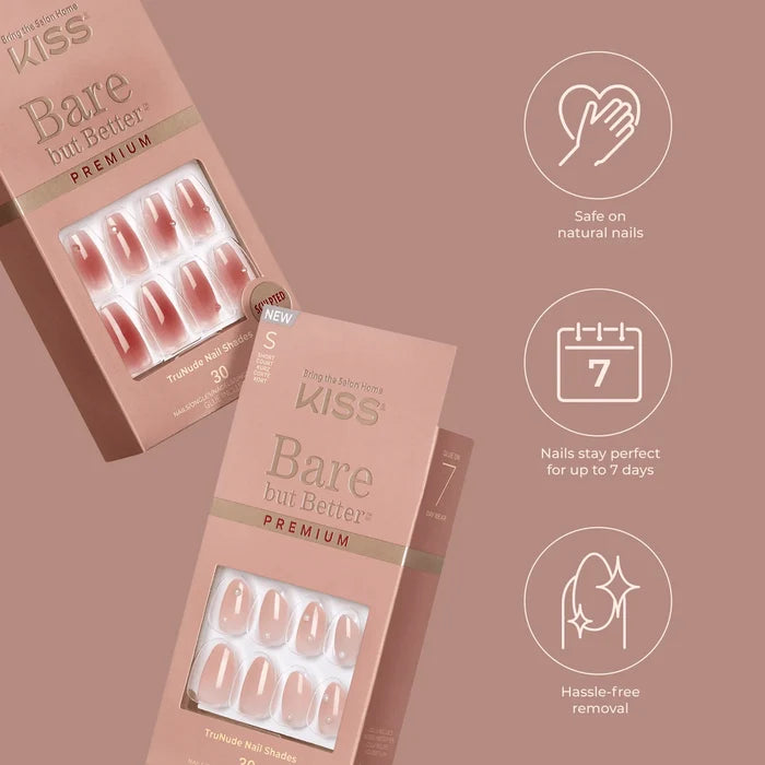 KISS Bare But Better 30 Nails Glue Included BNP01 (Shine)