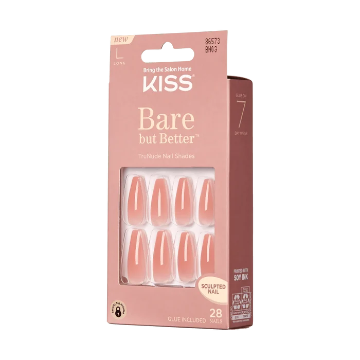KISS Bare But Better L 28 Nails Glue Included BN03 (Nude Glow)