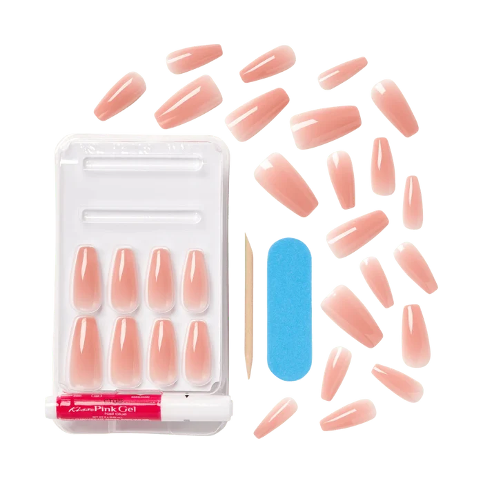 KISS Bare But Better L 28 Nails Glue Included BN03 (Nude Glow)