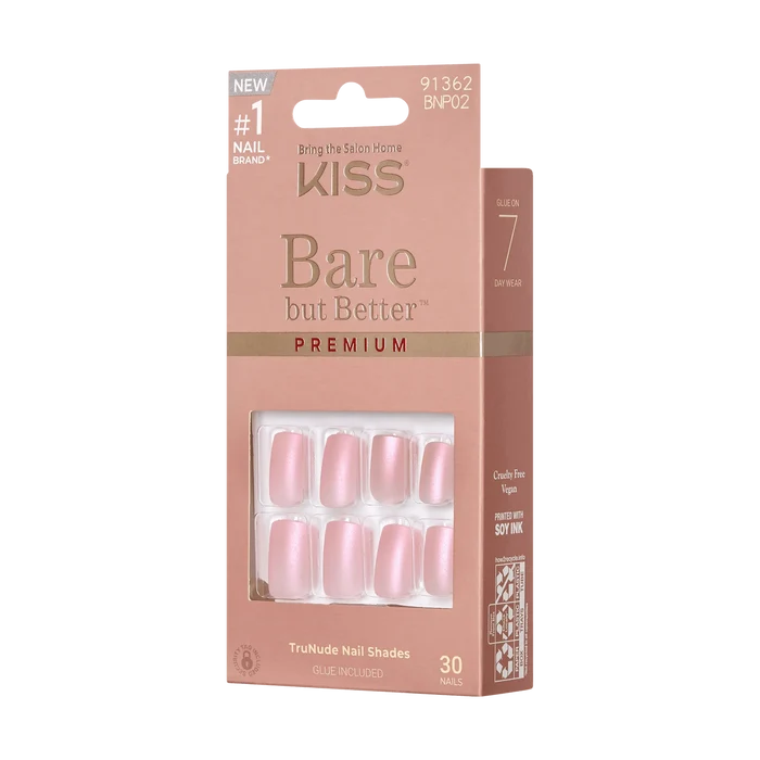 KISS Bare But Better Premium 30 Nails Glue Included BNP02(Spicy)