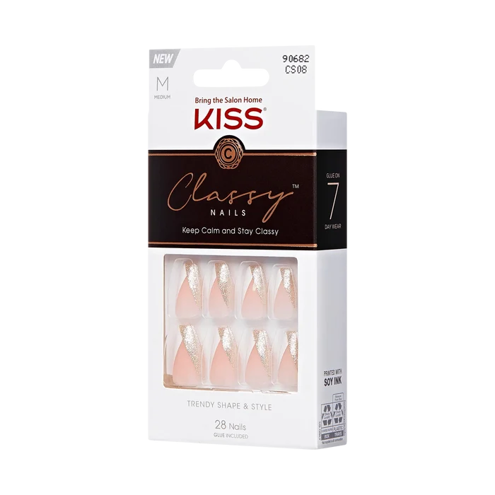 KISS Classy Nails 28 Nails Glue Included CS08 (The BOSS)