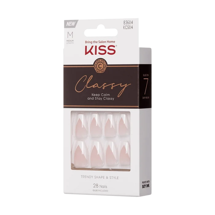 KISS Classy Nails 28 Nails Glue Included KCS04(Silk Dress)
