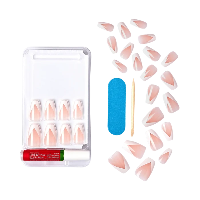 KISS Classy Nails 28 Nails Glue Included KCS04(Silk Dress)