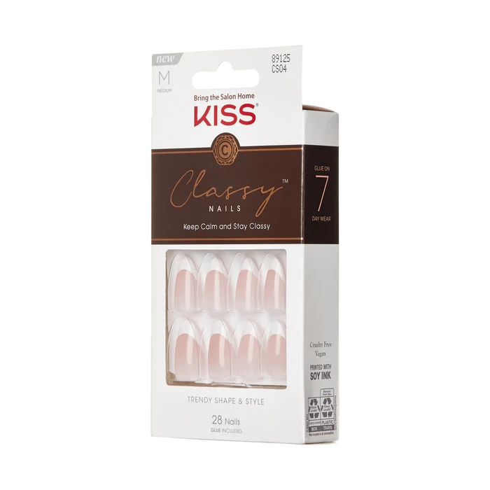KISS Classy Nails M 28 Nails Glue Included CS04 (Dashing)