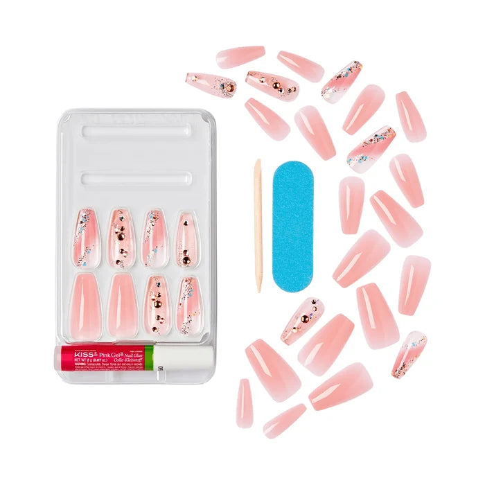 KISS Gel Fantasy Jelly 28 Nails Glue Included FJ11 (Jelly Cat)