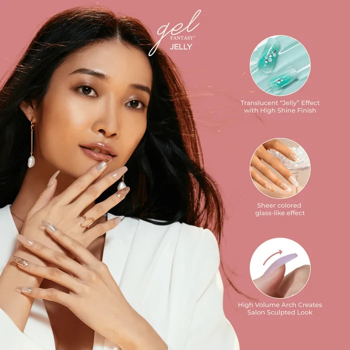 KISS Gel Fantasy Jelly 28 Nails Glue Included FJ11 (Jelly Cat)