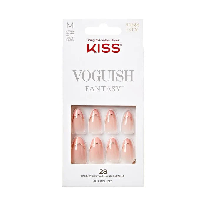 KISS Nails On Point Voguish Fantasy 28 Nails Glue Included Sculpted Nail FV17C French