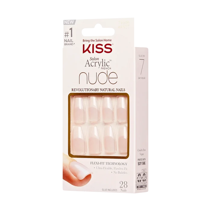KISS Nude Revolutioary Natural Nails 28 Nails Glue Included KAN07 (Leilani)