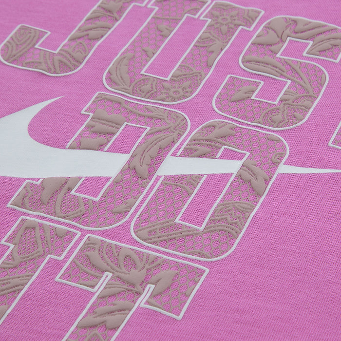 Kids magenta T-shirt with large 'JUST' graphic and crew neck