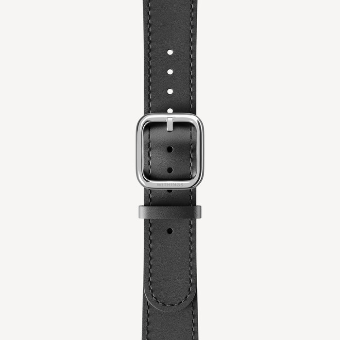 Leather Wristband Black, Black Stitch