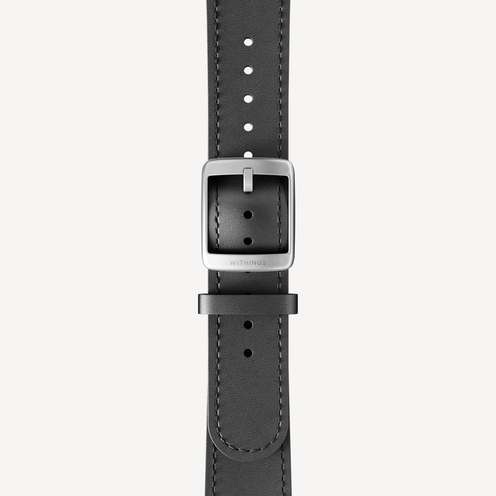 Leather Wristband Black, Black Stitch