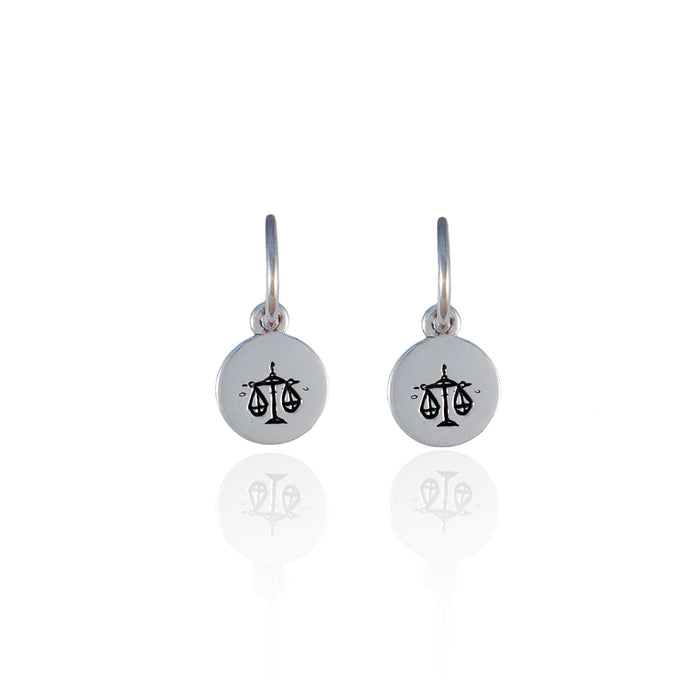 Libra Mini Zodiac Hoops - Silver