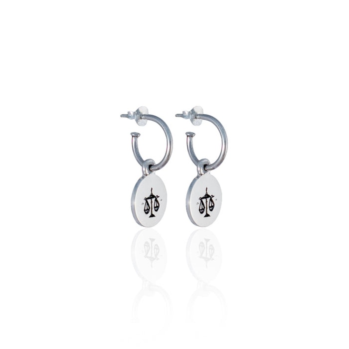 Libra Mini Zodiac Hoops - Silver