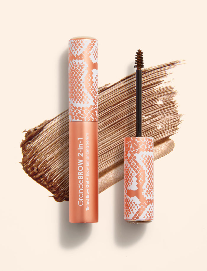 Light | GrandeBROW 2-in-1 Travel Size A breakthrough 2-in-1 tinted brow gel with mini fibers & brow enhancing serum that delivers instant color & volume, plus it promotes tinted, thicker looking brows over time.