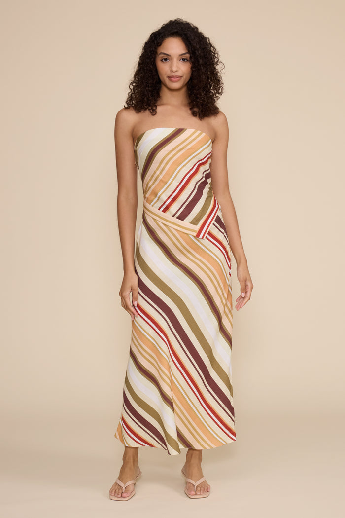 Lucy Paris Penny Multi Stripe Midi Skirt
