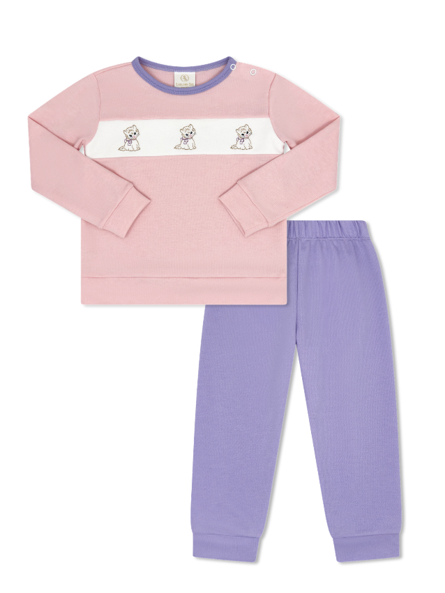 Lullaby Set Kitten Stitched Pant Set-Pink