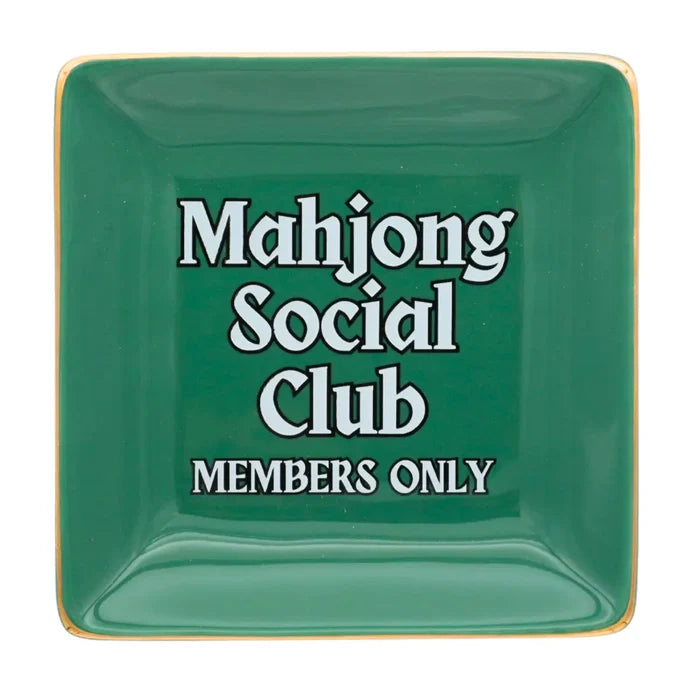 Mahjong Social Club Trinket Tray – Funny Square Jewelry Dish Gift