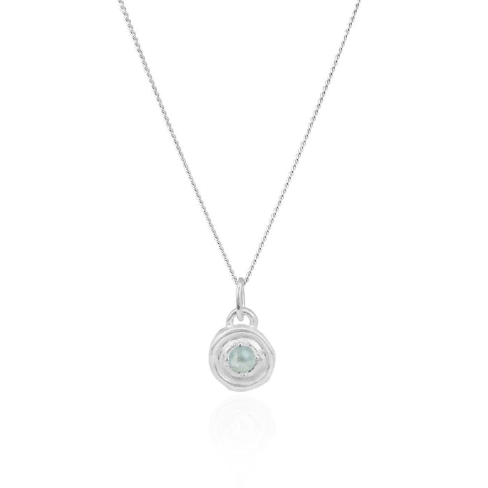 Silver necklace with a pendant on a white background
