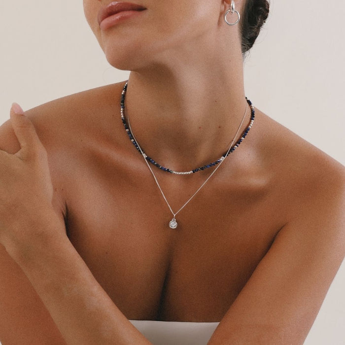 March birthstone Necklace - Aquamarine - Silver
