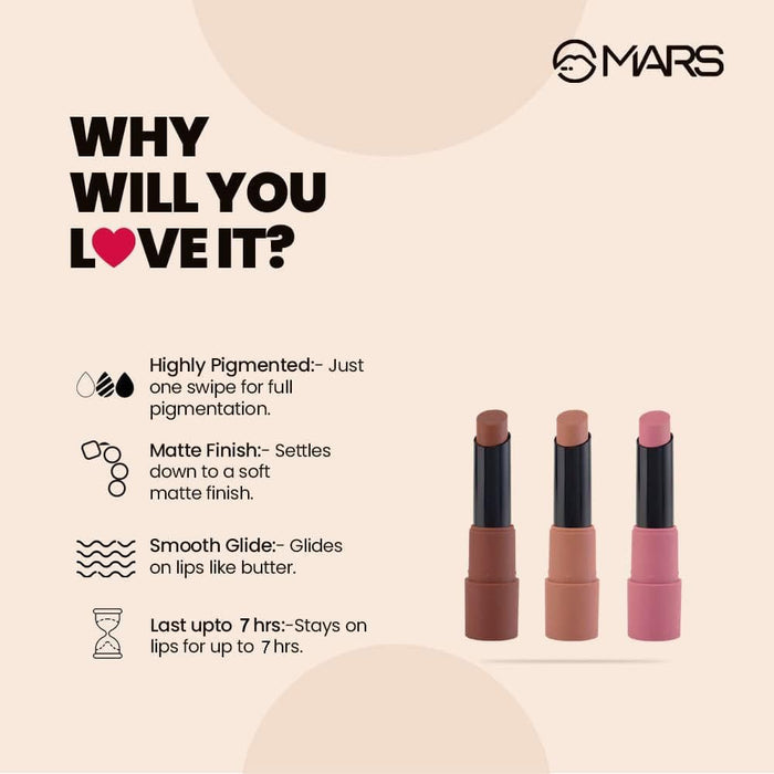 MARS 3 Matte Box Lipstick Set – Blushed Nudes 05