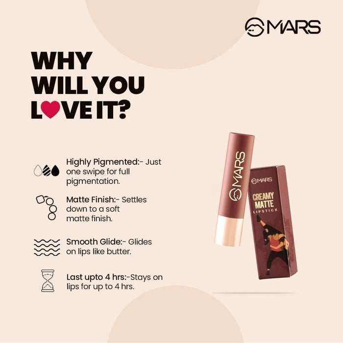 MARS Creamy Matte Lipstick 3.2g – 22 Ballroom Passion