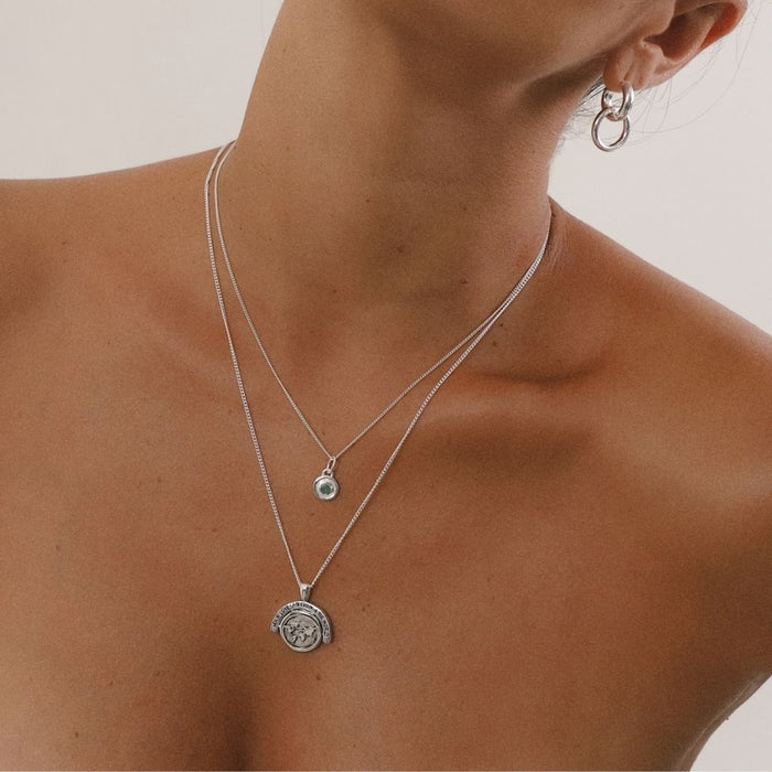 May birthstone Necklace - Emerald - Silver