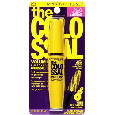 MAYBELLINE Volum' Express The Colossal Washable Mascara - 232 Glam Brown ماسكارا كولوسال البنية القابلة للغسل