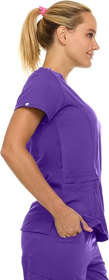 Medichic Eleanor V-Neck Top with Joelle Elastic Drawstring Cargo Pants Scrub Set - Grape