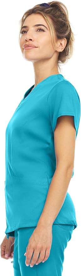 Medichic Eleanor V-Neck Top with Leah Elastic Waist Cargo Jogger Pants Scrub Set - Teal