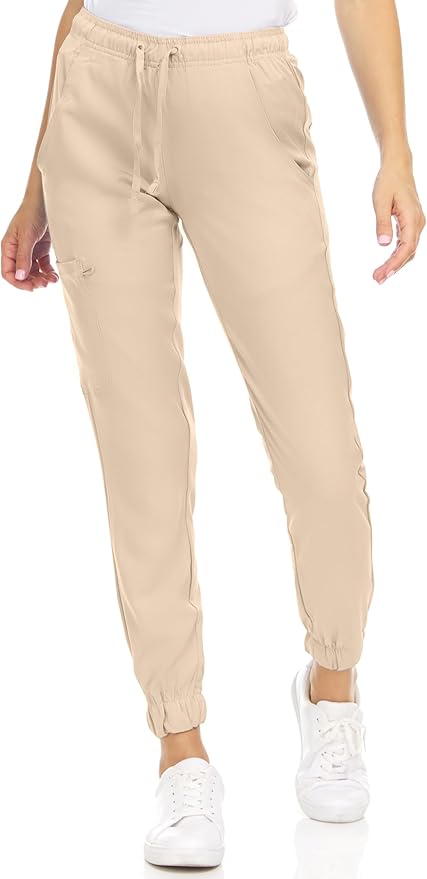 Medichic Eleanor V-Neck Top with Leah Elastic Waist Cargo Jogger Pants Scrub Set - Khaki