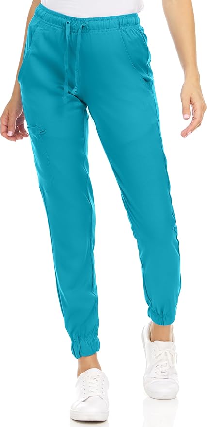 Medichic Eleanor V-Neck Top with Leah Elastic Waist Cargo Jogger Pants Scrub Set - Teal