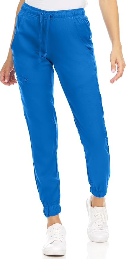 Medichic Eleanor V-Neck Top with Leah Elastic Waist Cargo Jogger Pants Scrub Set - Royal Blue