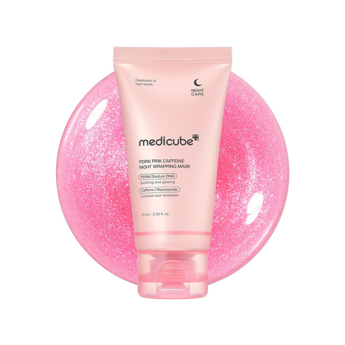 MEDICUBE PDRN Pink Caffeine Night Wrapping Mask - naktinė veido kaukė